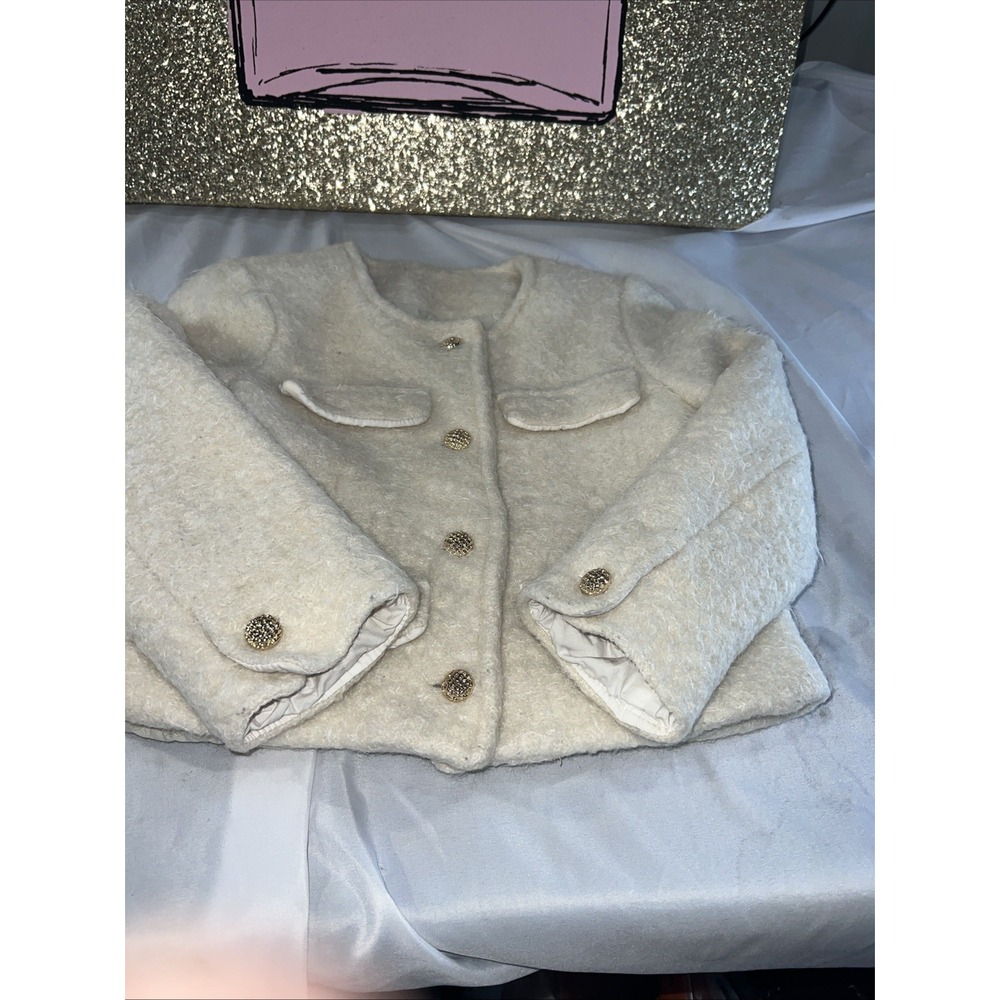 Joymigo Girl's Faux Fur Jacket White‎  Dress Coat Kids Small So Cute 0443